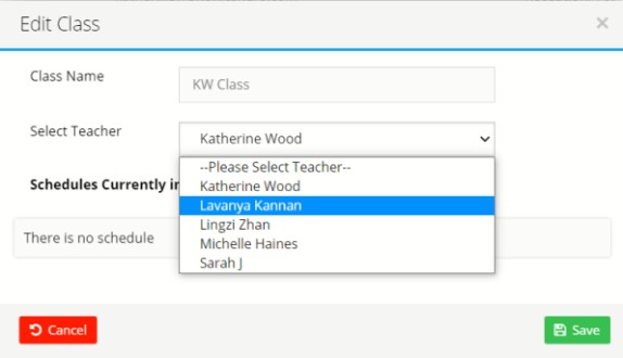 screenshot of dropdown menu