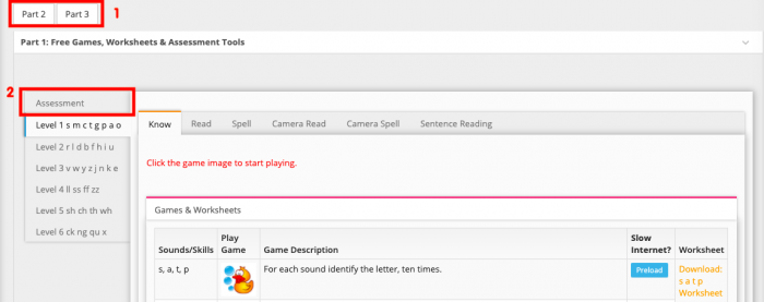 Annotated screenshot of the Learning Library