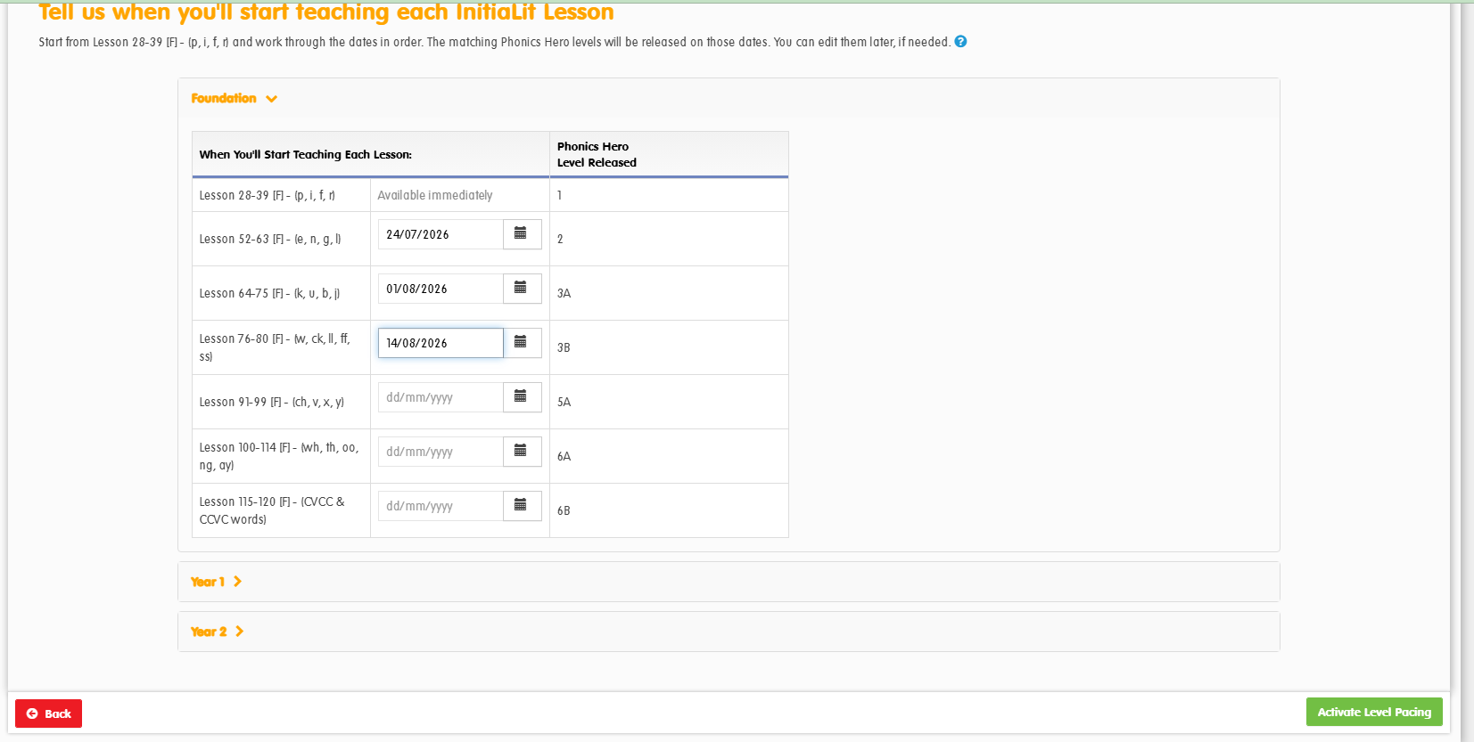 Set release dates for InitiaLit Lessons
