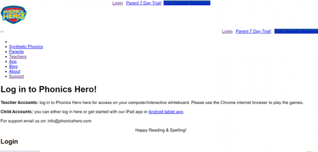 Phonics Hero blocked by school network error screen