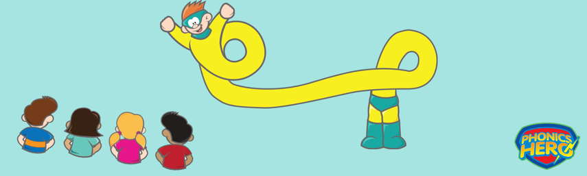 The Phonics Hero character Stretch
