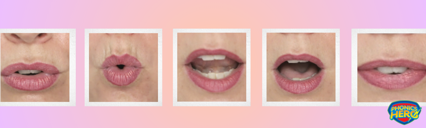 A woman's mouth pronouncing different sounds