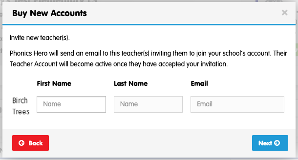 add new teacher pop up