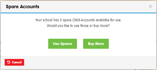 Pop-up asking to use spare accounts or buy new