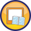 Camera word read icon.