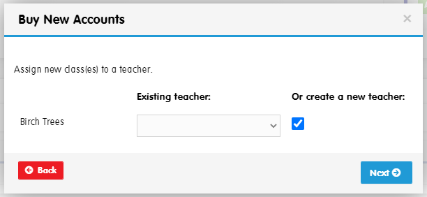 create new class pop up