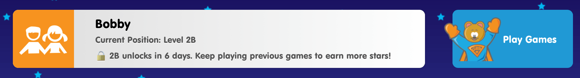 Pacing unlock date shown below child's name on the main page