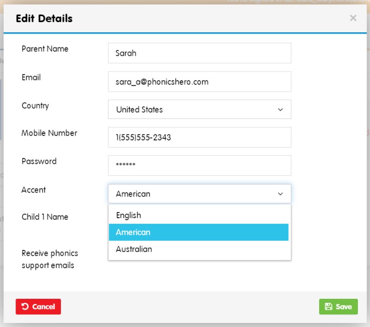 edit details pop up