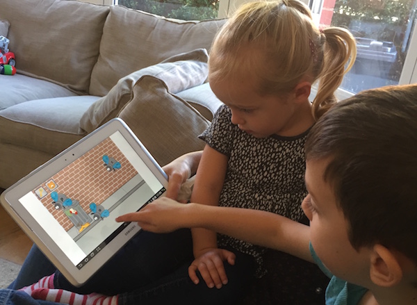 two children playing on the Phonics Hero App together