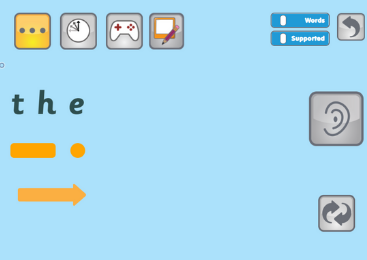 Screenshots of the Phonics Lessons showing the reading option for the tricky word 'the'