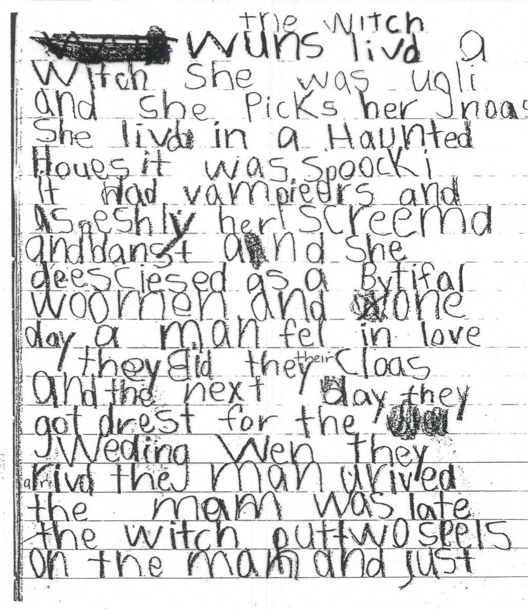 a child's segmenting writing piece